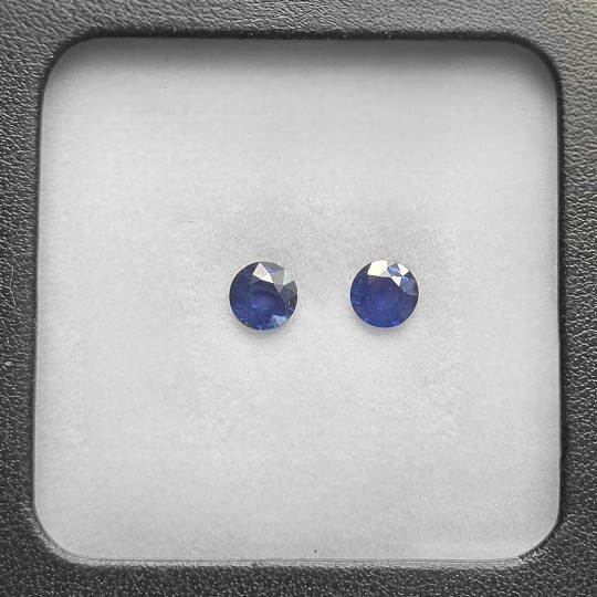Coppia Pietre di Zaffiro Blu Rotondo 1,34 Ct.