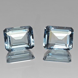 Coppia Pietre di Acquamarina Ottagonale 5,68 Ct.