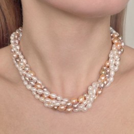 Torchon a 5 Fili di Perle Ovali Multicolore