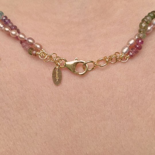 Two-wire Torchon with Tourmaline and Pearl