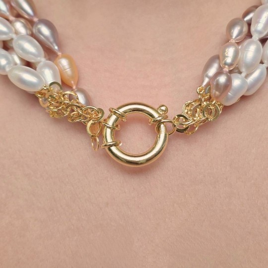5-wire Torchon of Pearl Multicolor Oval Ø 6 / 7.5 mm