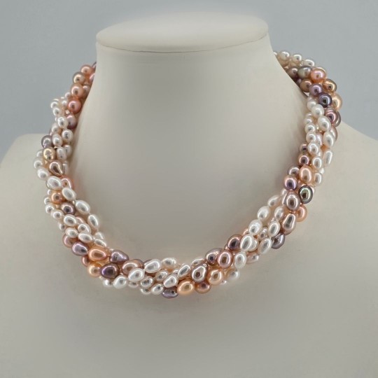 5-wire Torchon of Pearl Multicolor Oval Ø 6 / 7.5 mm