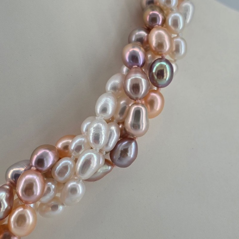 Torchon a 5 Fili di Perle Multicolore Ovali ø 6/7,5 mm