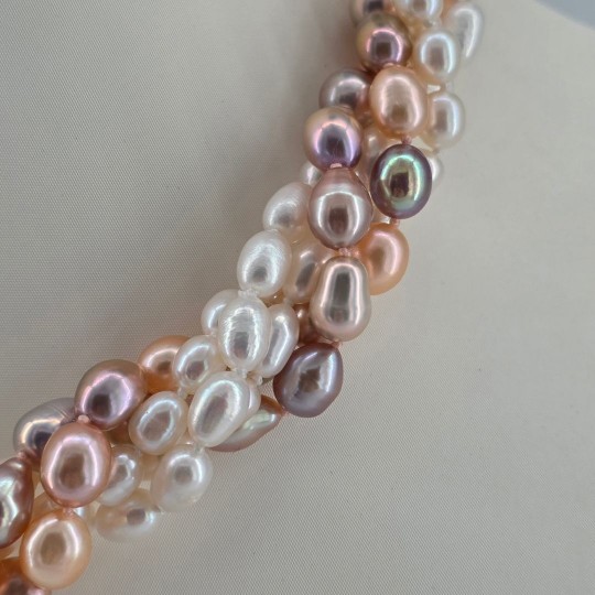 5-wire Torchon of Pearl Multicolor Oval Ø 6 / 7.5 mm
