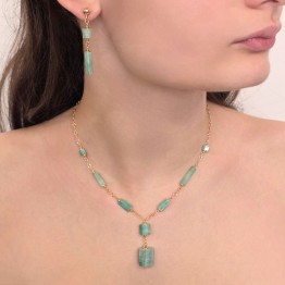 Parure: Collier e Orecchini con Smeraldo a Cilindro