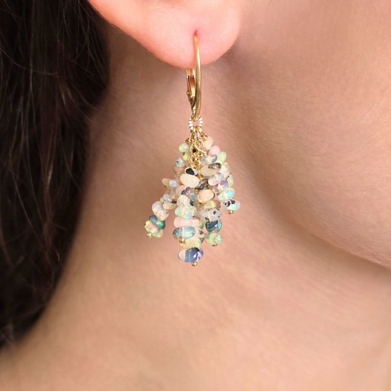 Orecchini a Ciuffo con Opale Etiope a Chips