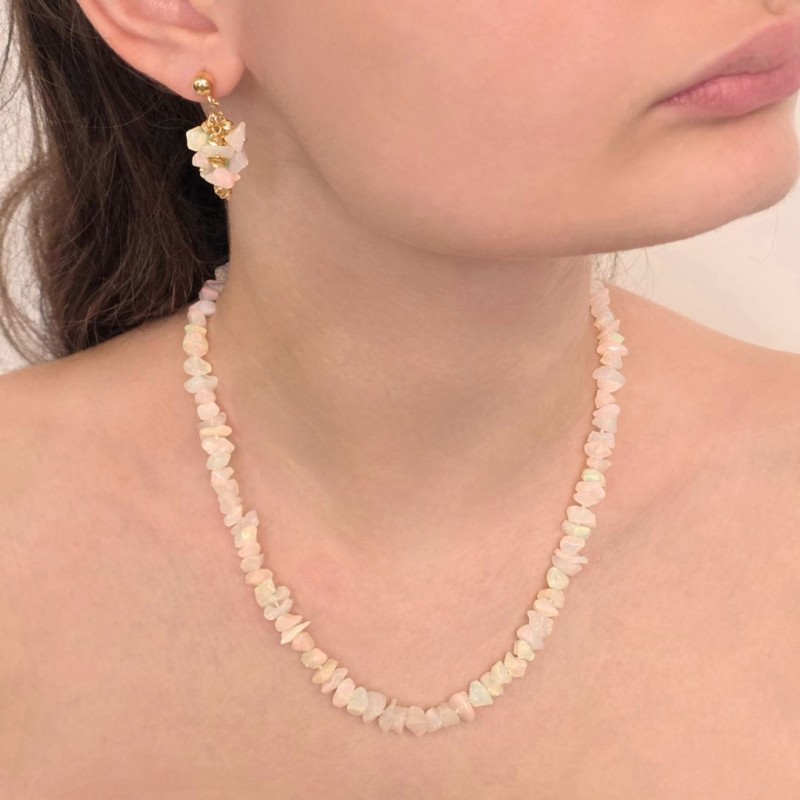 Parure: Collana e Orecchini in Opale Etiope ø 4/9,5 mm