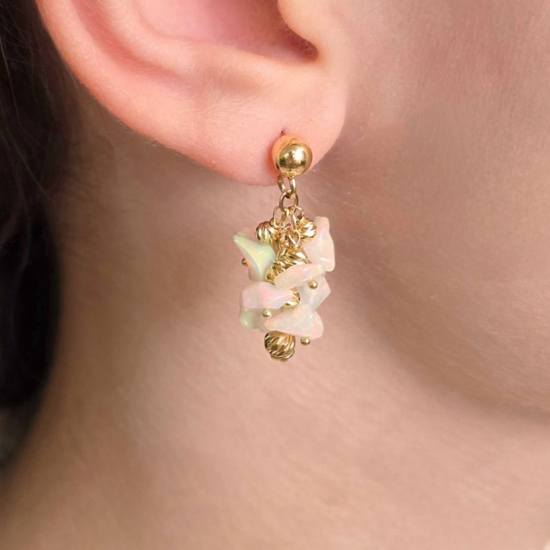 Parure: Collana e Orecchini in Opale Etiope ø 4/9,5 mm