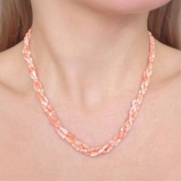 Torchon a 3 Fili di Corallo Rosa Tronchetto ø 2,5/4,5 mm