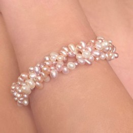 Bracciale Intrecciato con Perle Multicolore