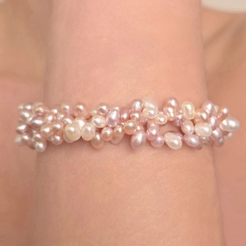 Bracciale Intrecciato con Perle Multicolore