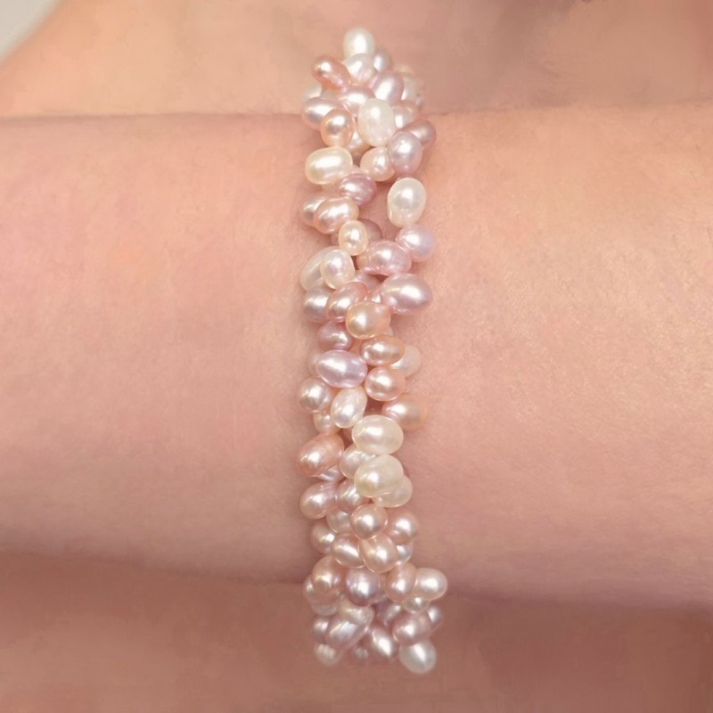 Bracciale Intrecciato con Perle Multicolore