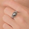 Anello in Argento 925‰ Rodiato con Perla di Tahiti ø 9,4 mm