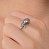 Anello in Argento 925‰ Rodiato con Perla di Tahiti ø 9,4 mm