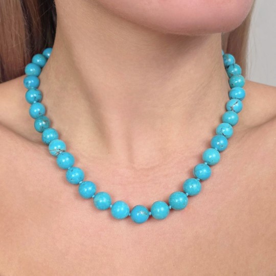 Collana di Turchese Sferico Liscio ø 10/10,5 mm