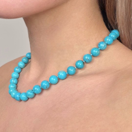 Collana di Turchese Sferico Liscio ø 10/10,5 mm
