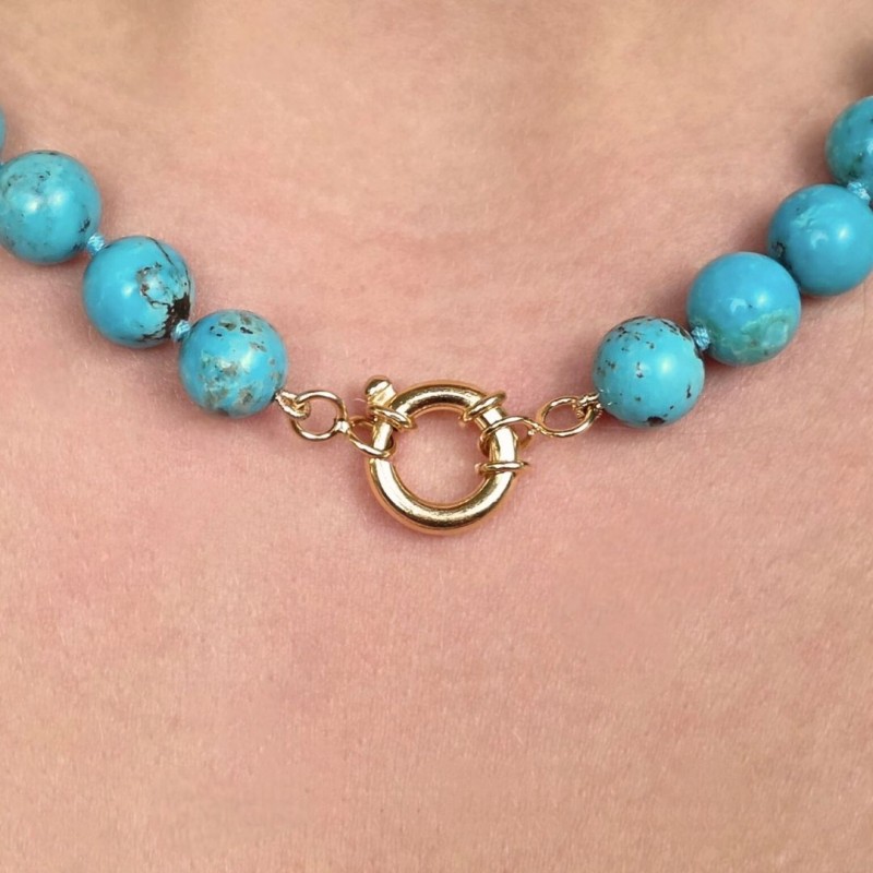 Collana di Turchese Sferico Liscio ø 10/10,5 mm