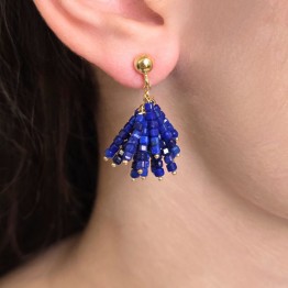 Orecchini a Ciuffo con Lapis a Cubetto