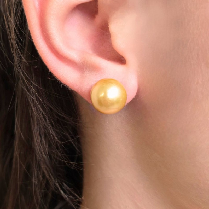 Orecchini con Perle Australiane Gold Semiround ø 12 mm