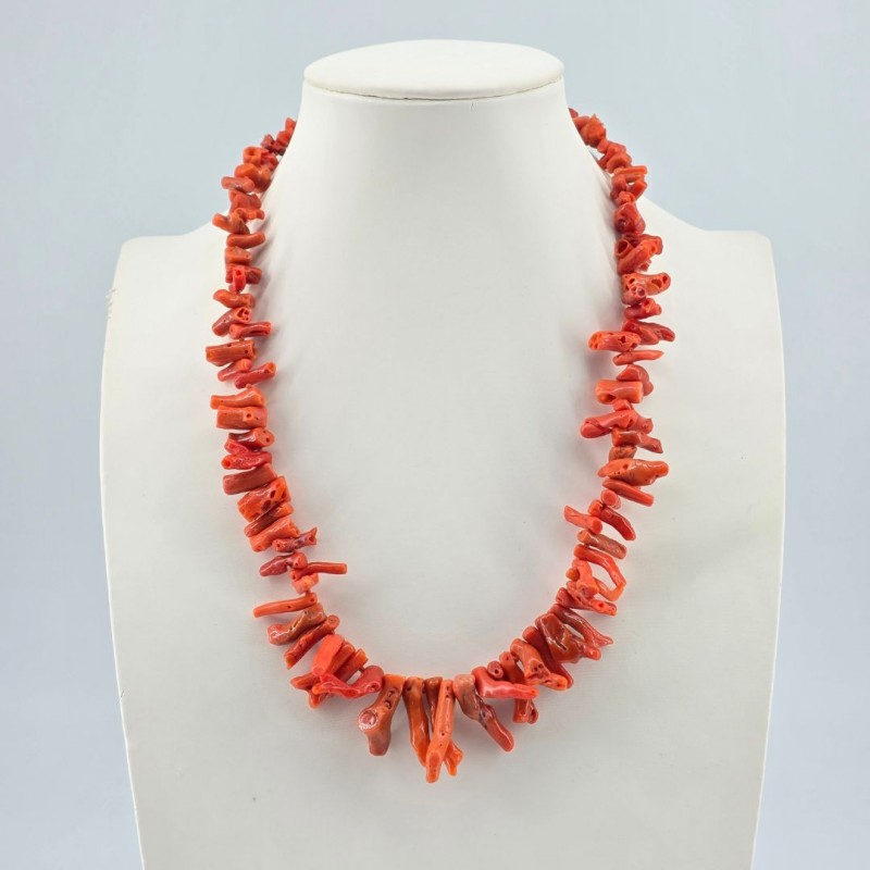 Collana di Corallo Rosso Semigrezzo a Tronchetto