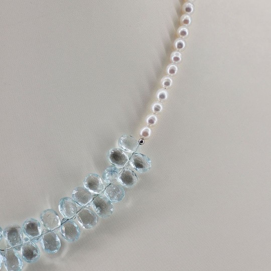 Collana con Perle e Acquamarina a Goccia