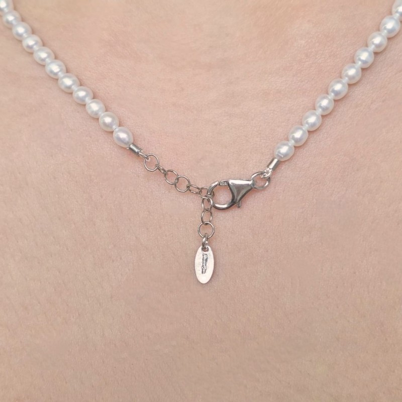 Collana con Perle e Acquamarina a Goccia