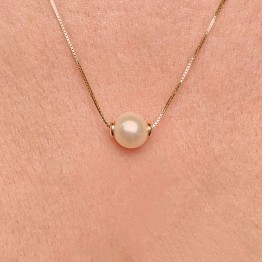 Collier with white pearl semiround Ø 8.5 / 9 mm