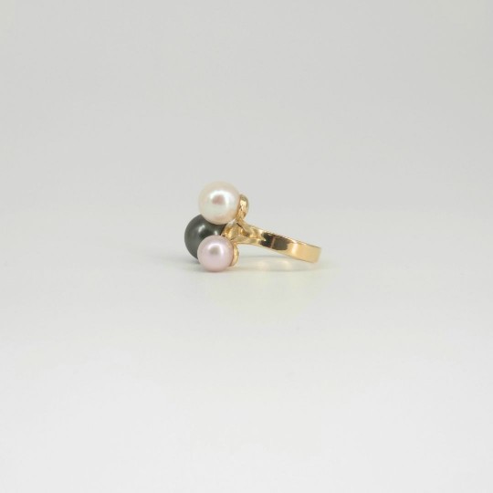 Anello con 3 Perle D'Acqua Dolce e di Mare