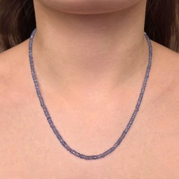Collana di Zaffiro Blu Grigio con Chiusura in Oro