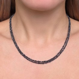 Collana a 2 Fili Paralleli di Diamanti Neri 35 Ct.