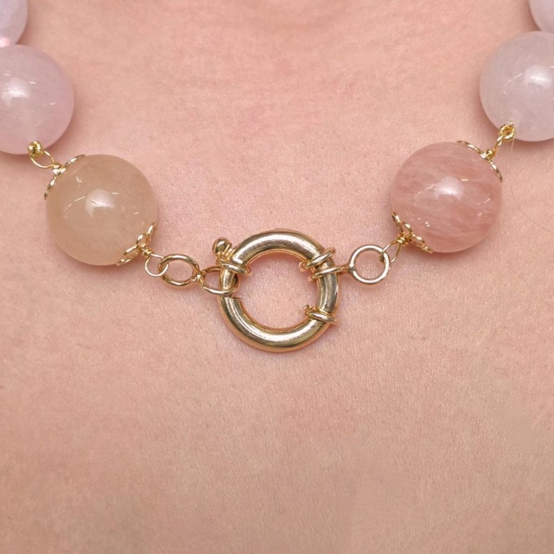 Spherical morganite necklace Ø 18 mm