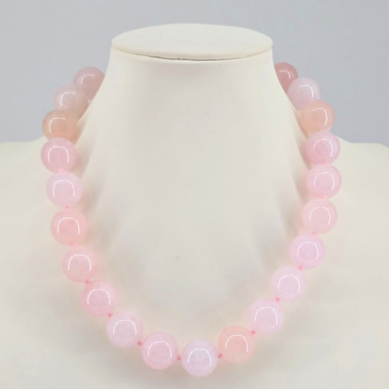 Spherical morganite necklace Ø 18 mm