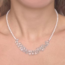 Necklace with Pearl and drop aquamarine