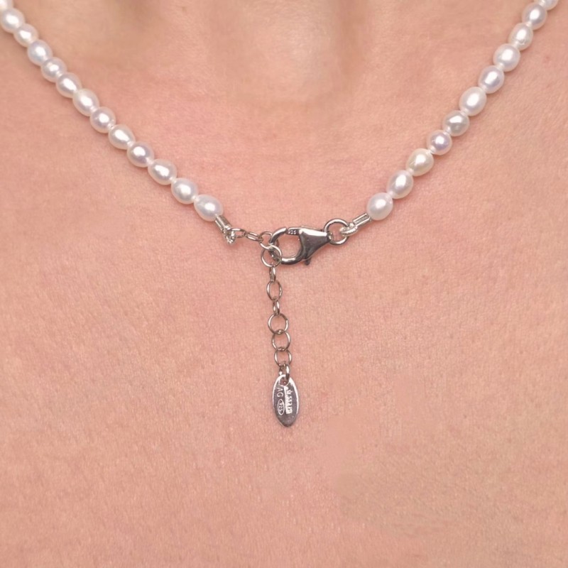 Necklace with Pearl and drop aquamarine