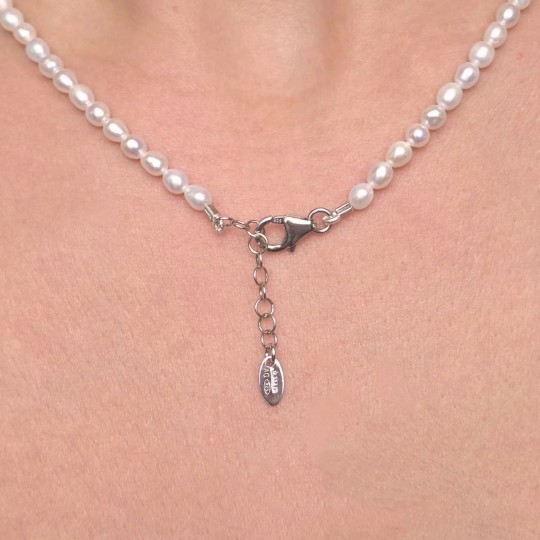 Necklace with Pearl and drop aquamarine