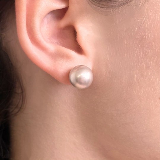 Earrings with Pearl Tahiti Silver Ø 11 / 11.5 mm