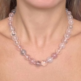 Quartz necklace with spherical inclusions Ø 12 mm