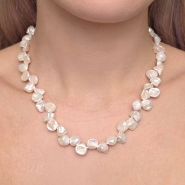 Collana di Perle Keshi Bianche ø 9/9,5 mm