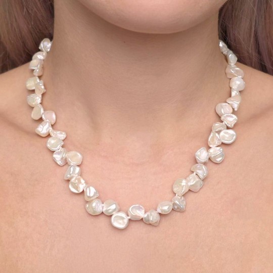 Collana di Perle Keshi Bianche ø 9/9,5 mm