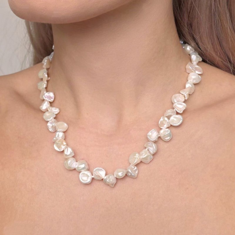 Collana di Perle Keshi Bianche ø 9/9,5 mm