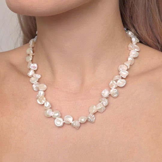 Collana di Perle Keshi Bianche ø 9/9,5 mm