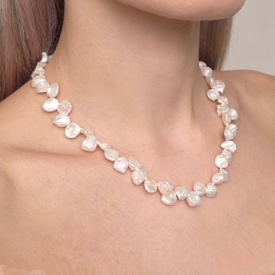 Collana di Perle Keshi Bianche ø 9/9,5 mm