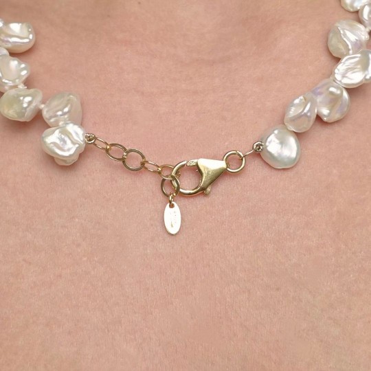 Collana di Perle Keshi Bianche ø 9/9,5 mm