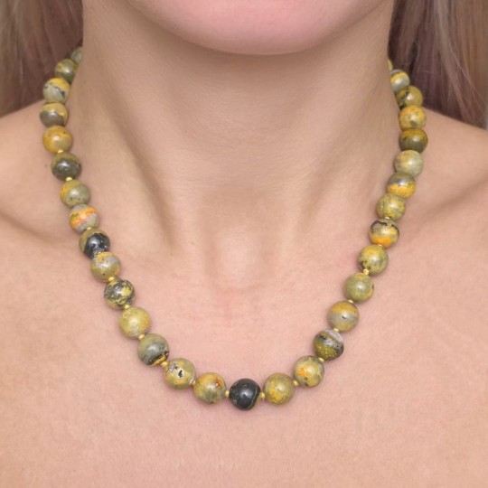 Collana di Calcite con Orpimento Sferica ø 10 mm
