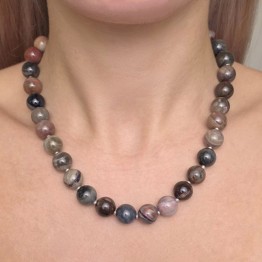 Collana di Legno Fossile Sferico ø 12/12,5 mm