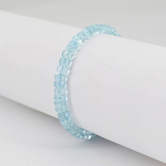 Bracciale di Acquamarina a Rondella 32 Ct. con Chiusura in Oro 18 Kt