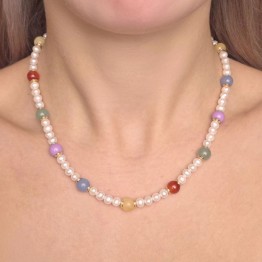 Collana di Perle e Multipietre ø 5/8 mm