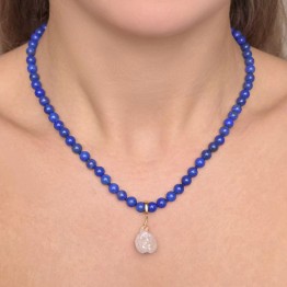 Collana di Lapis e Pendente con Perla Fiammata